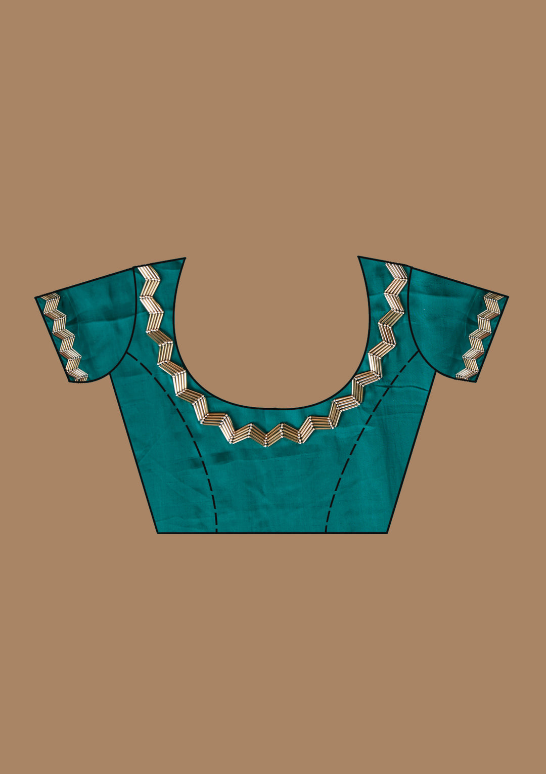 Peacock Green Aariwork Satin Saree