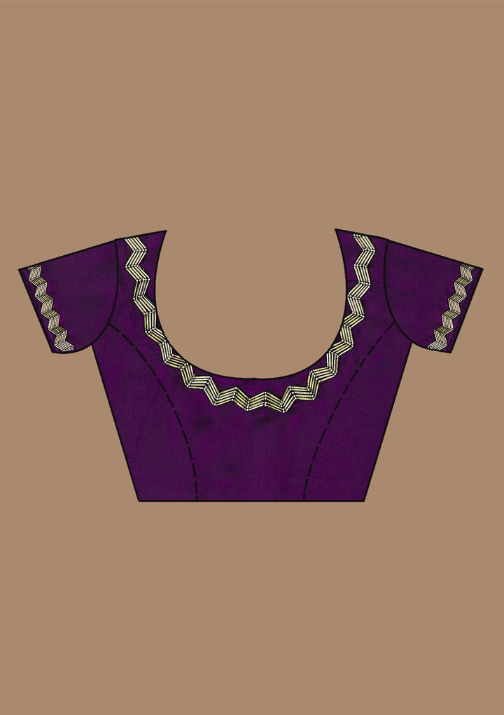 Purple Aariwork Satin Saree