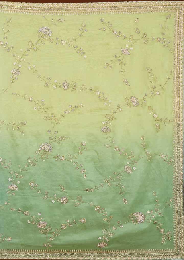 Pista Green Cutdana Tissue Saree