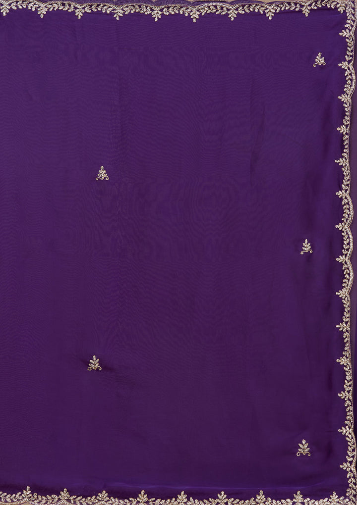 Purple Cutdana Satin Saree