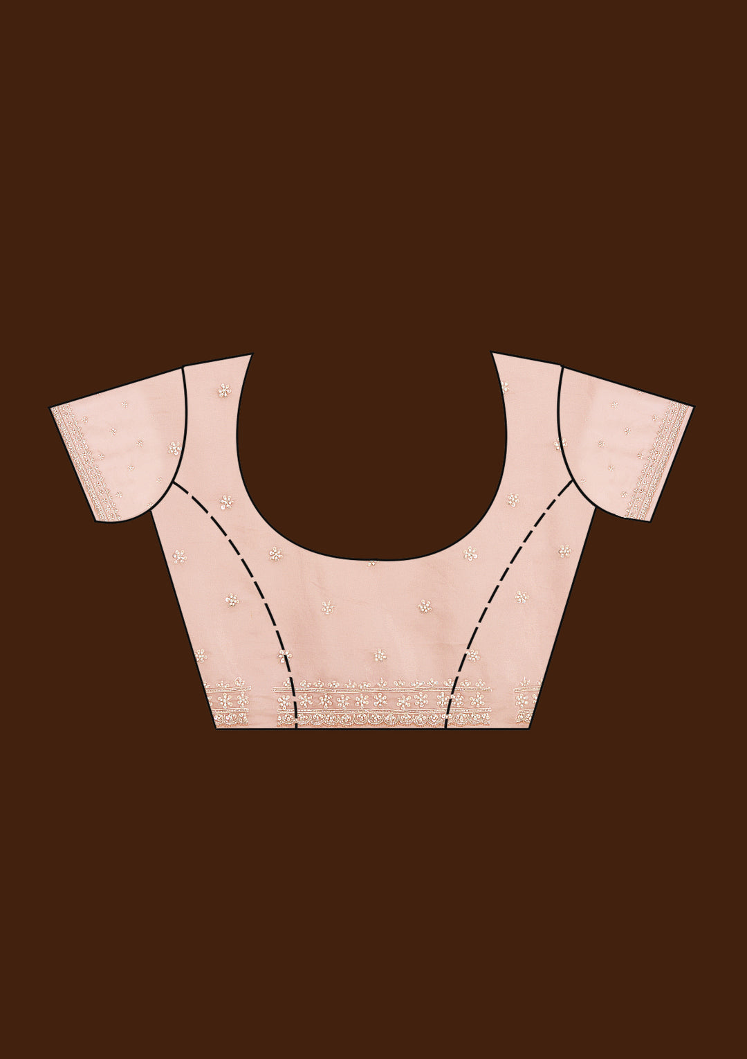 Light Peach Cording Tissue Saree