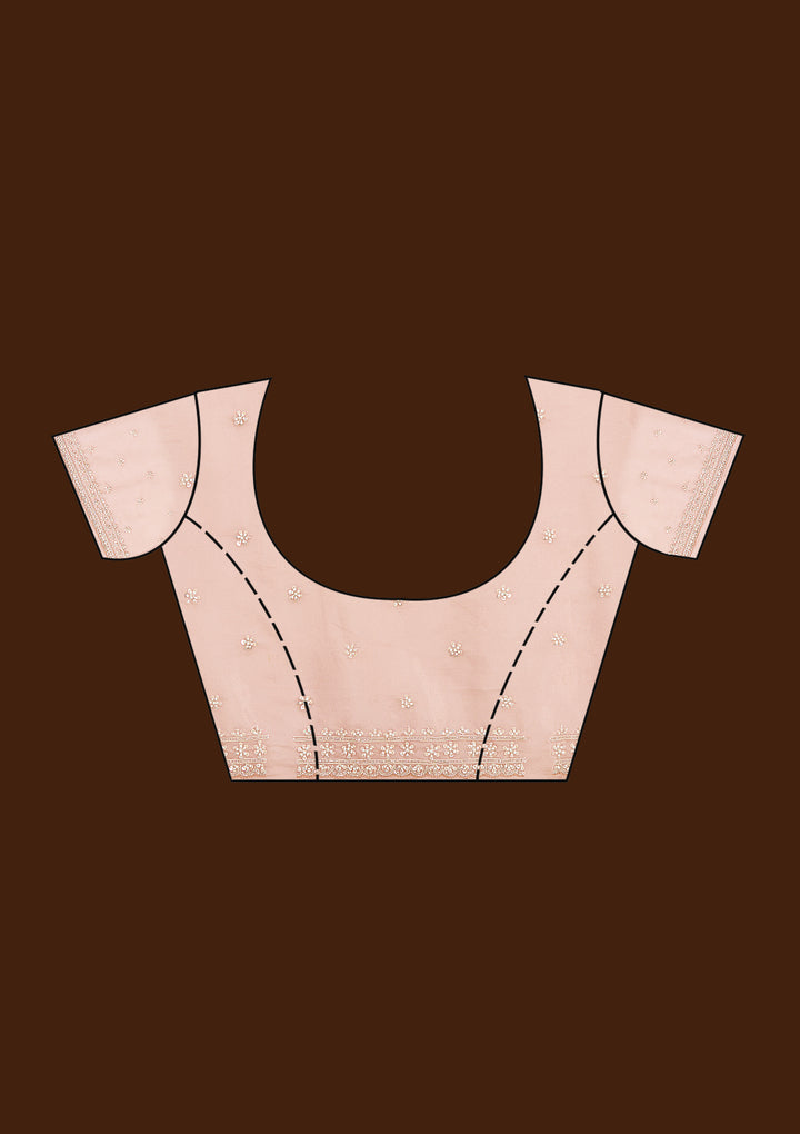 Light Peach Cording Tissue Saree