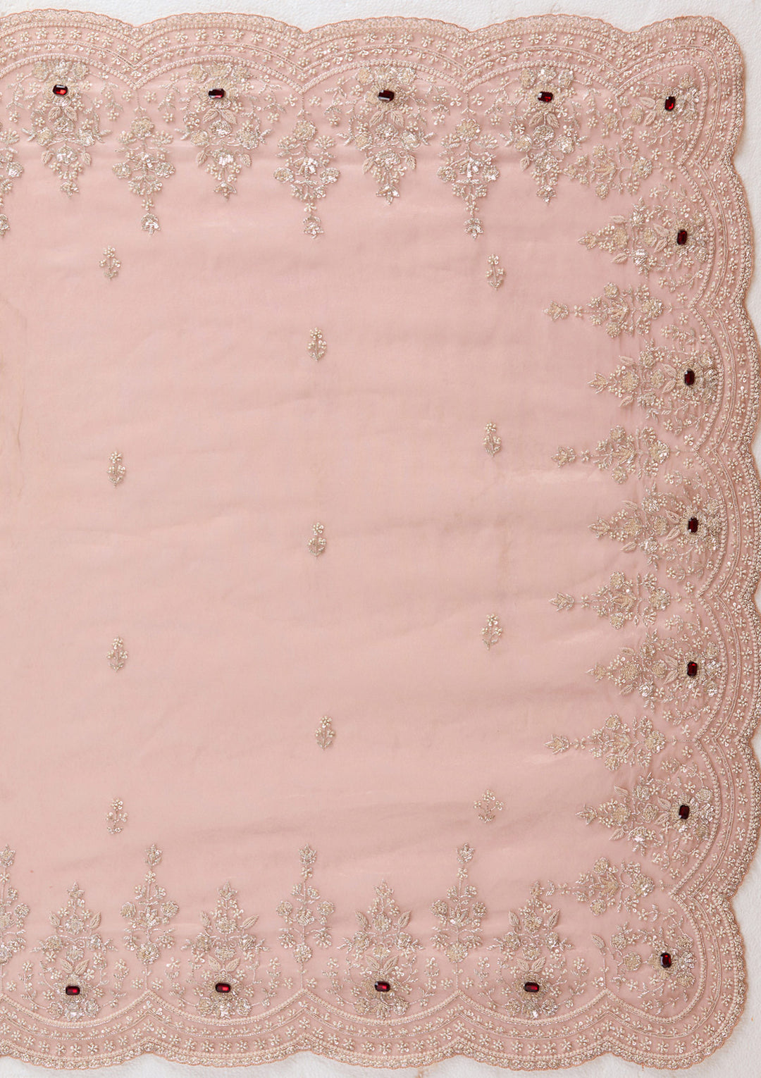 Light Peach Cording Tissue Saree