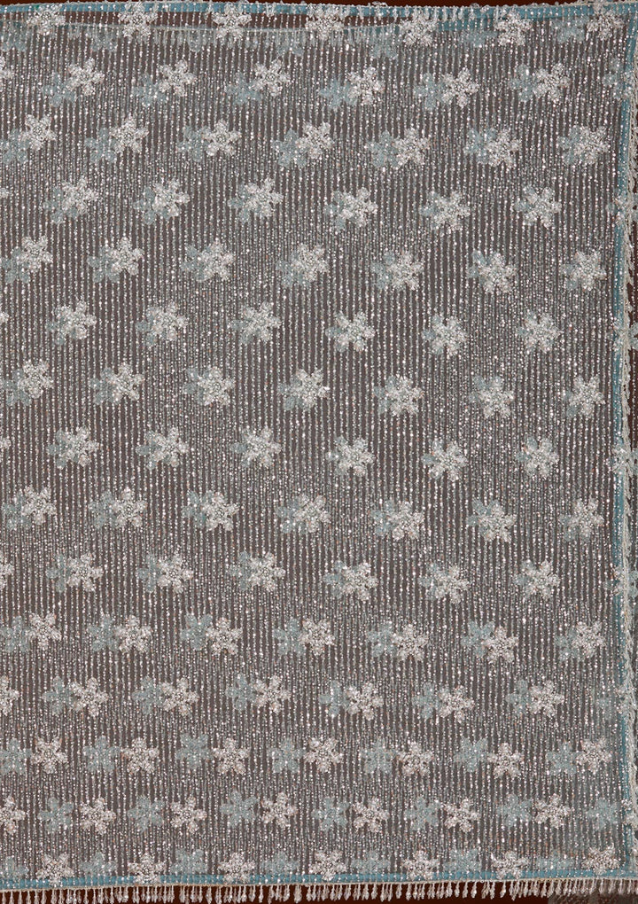 Sky Blue Sequins Net Saree