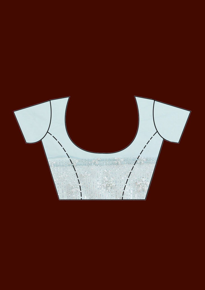 Sky Blue Sequins Net Saree