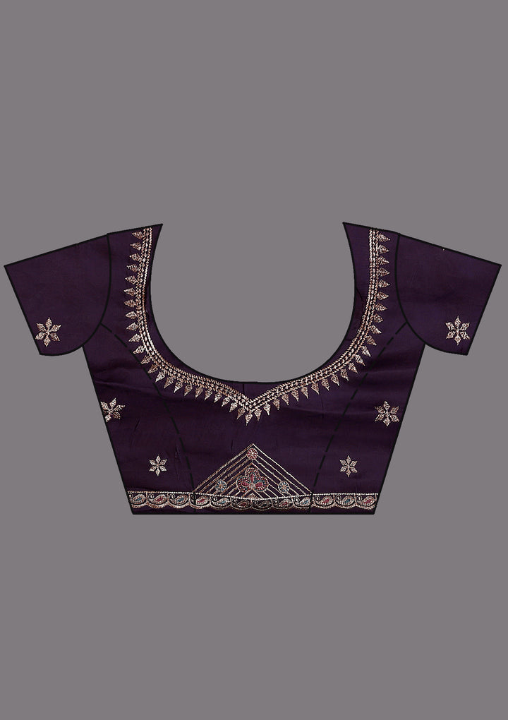 Purple Stonework (Gold) Tissue Saree