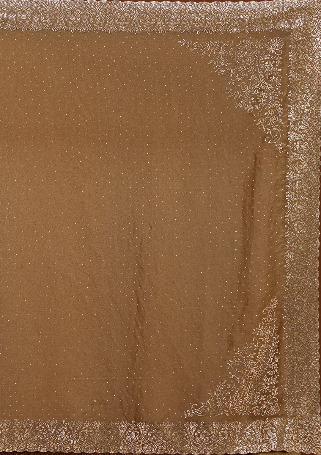 Brown Zariwork (Gold) Georgette Saree
