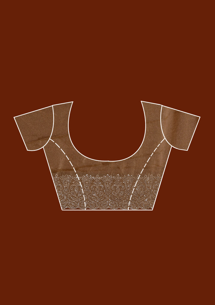 Brown Zariwork (Gold) Georgette Saree