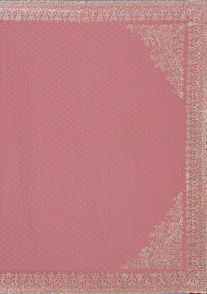 Onion Pink Zariwork (Gold) Georgette Saree