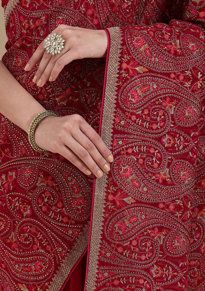 Rani Pink Kashmiri Georgette Saree