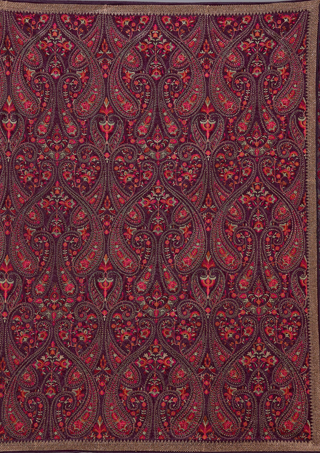 Wine Kashmiri Georgette Saree