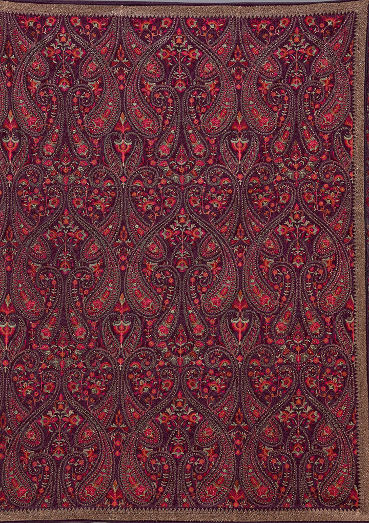 Wine Kashmiri Georgette Saree