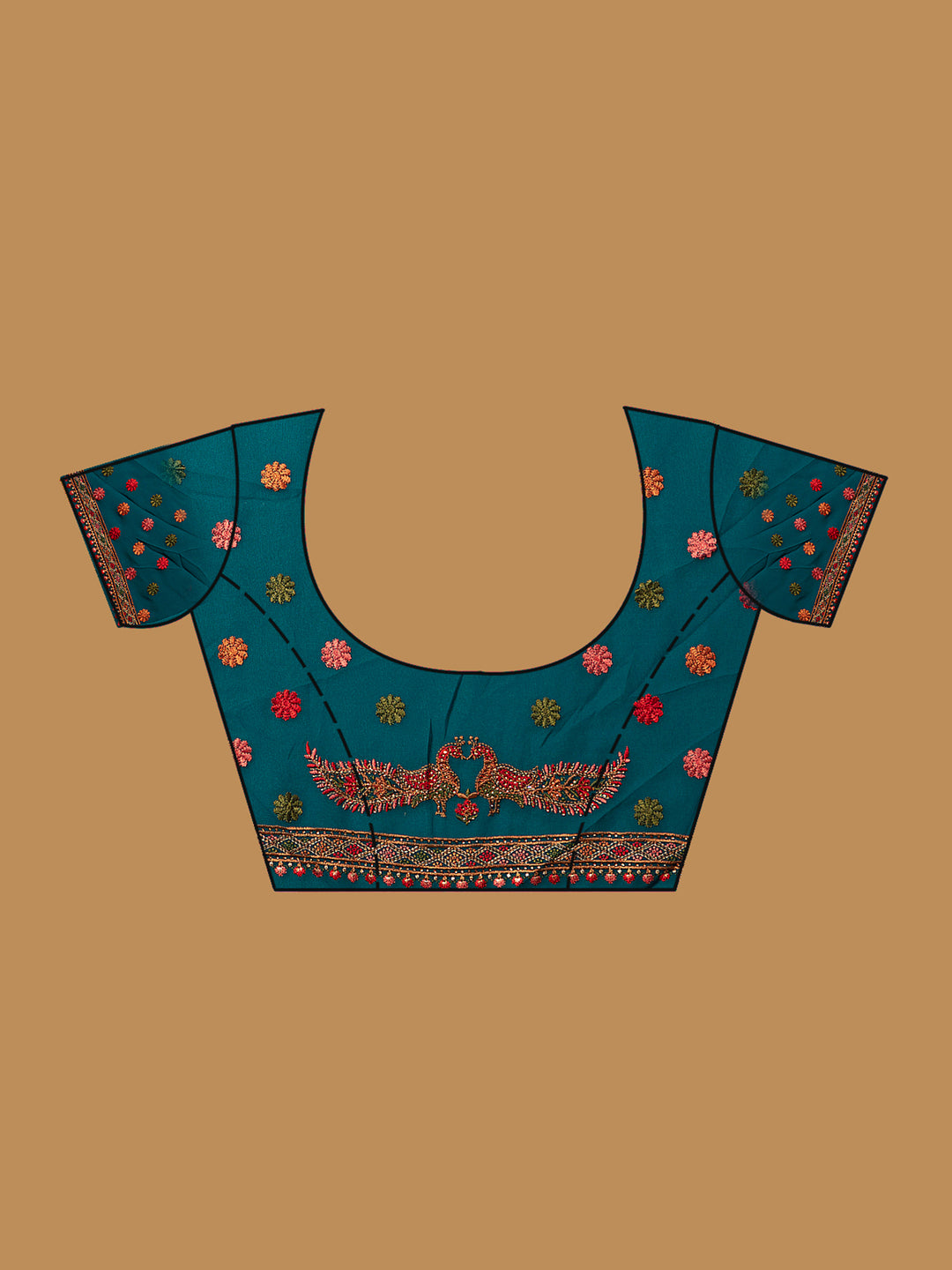 Peacock Blue Kashmiri Georgette Saree