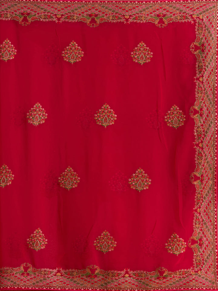 Rani Pink Kashmiri Georgette Saree