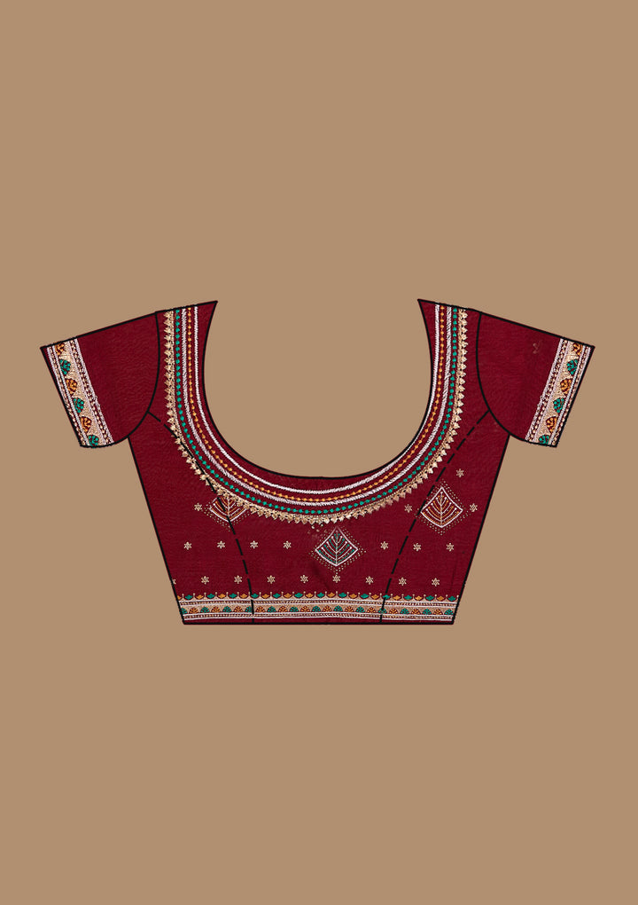 Mehendi Threadwork Soft Raw Silk Saree