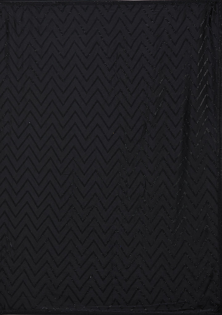 Black Stonework (Silver) Organza Saree