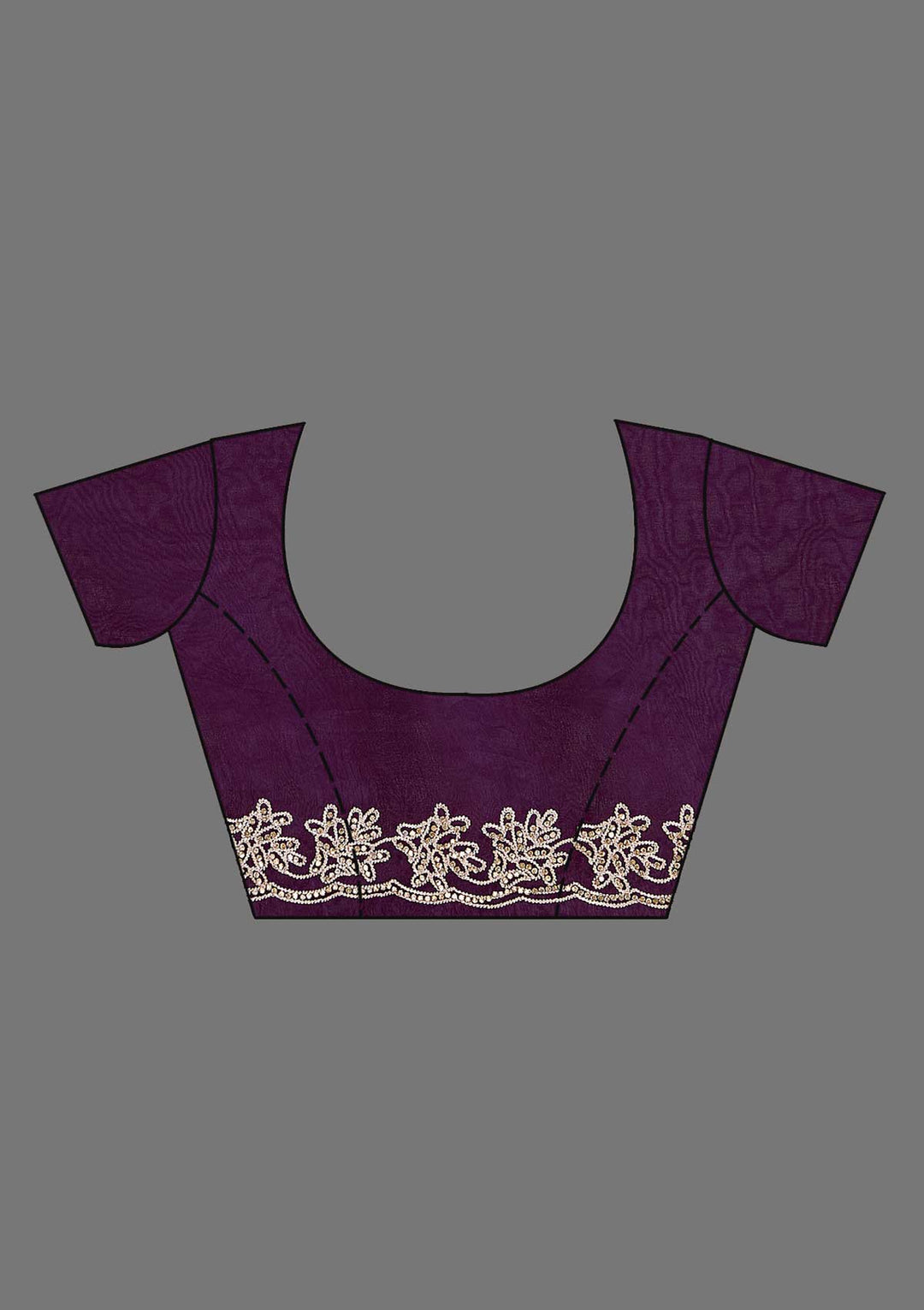 Purple Threadwork Tissue Saree