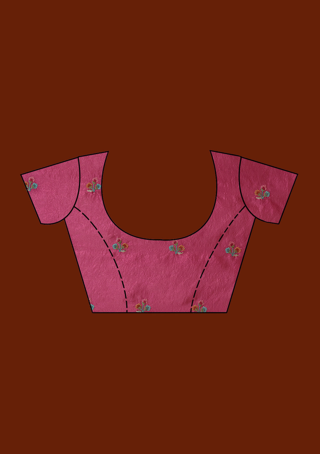 Magenta Pink Threadwork Tissue Saree