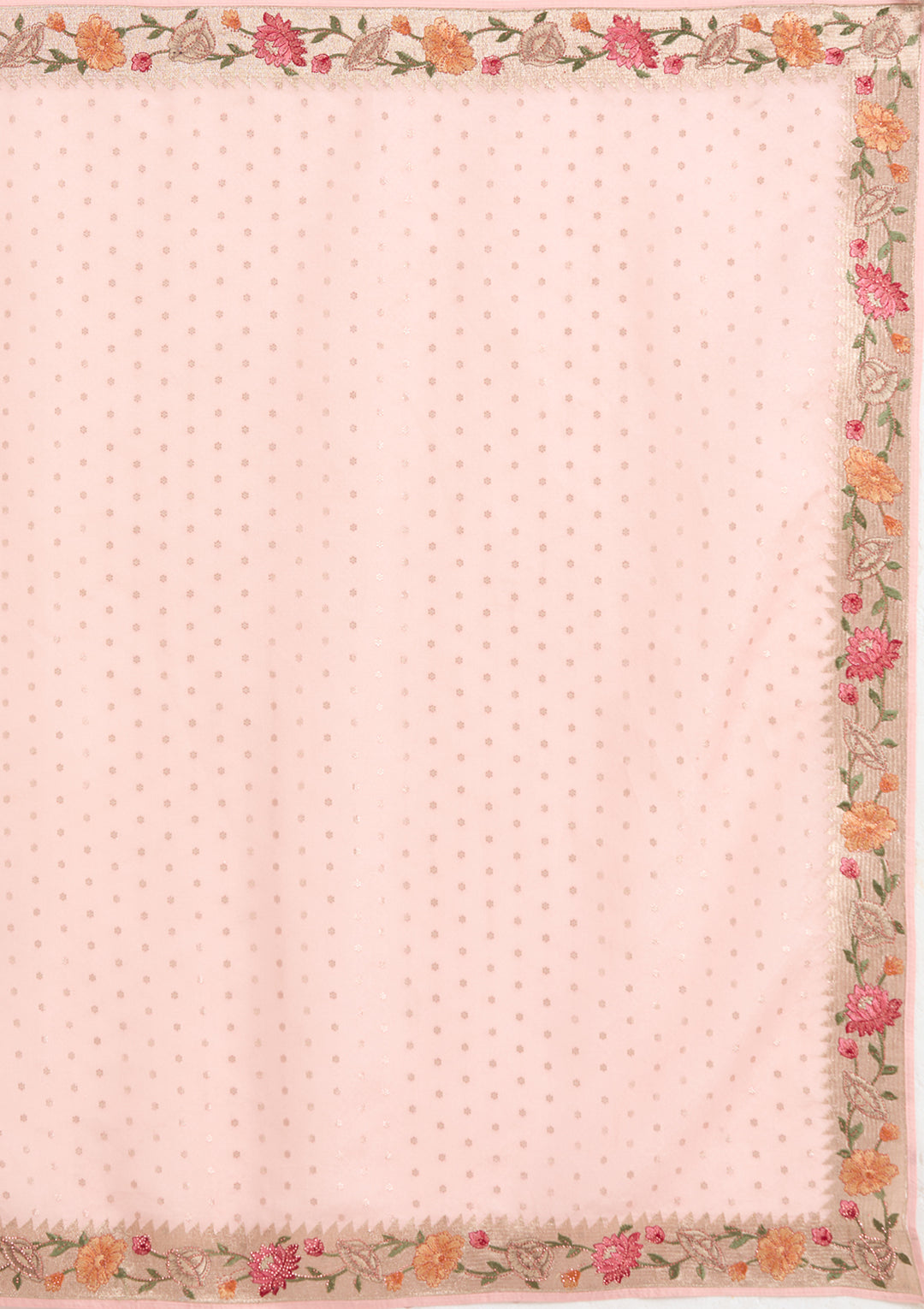 Baby Pink Threadwork Tissue Saree