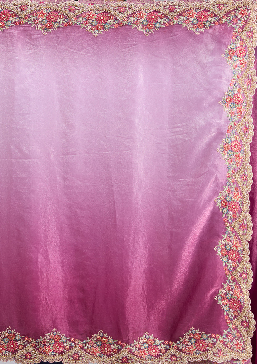 Lavender Threadwork Tissue Saree