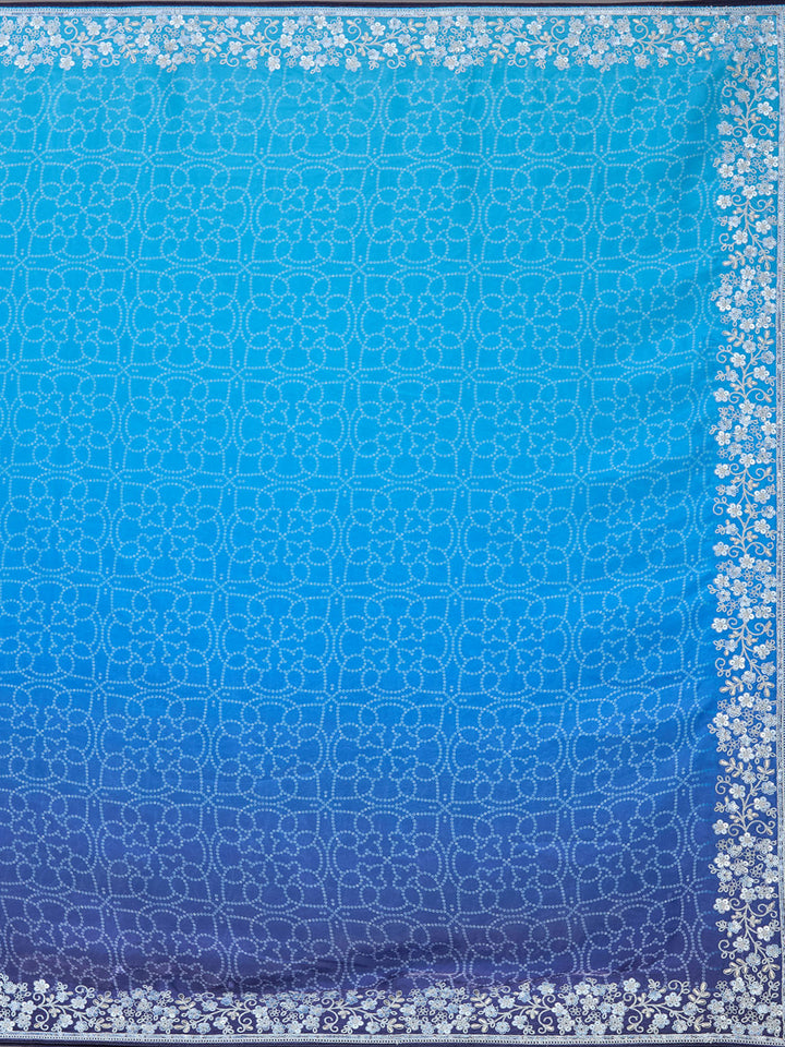 Sky Blue Cording Organza Saree