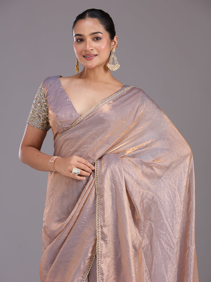 Grey Sequins Organza Saree