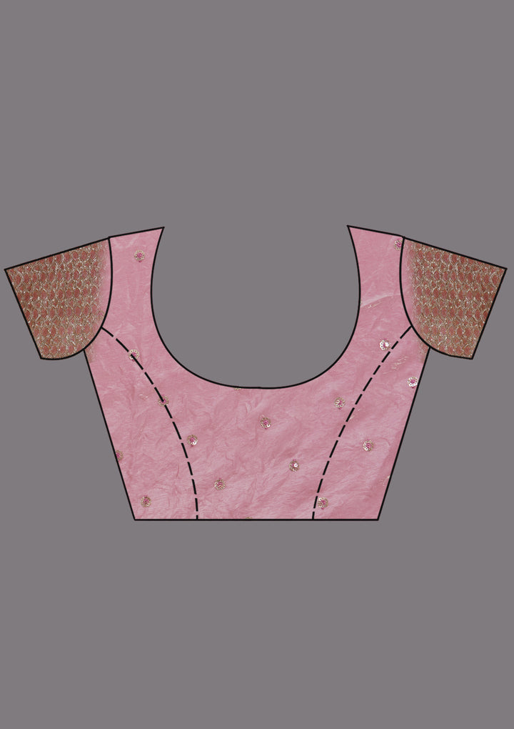 Onion Pink Sequins Organza Saree