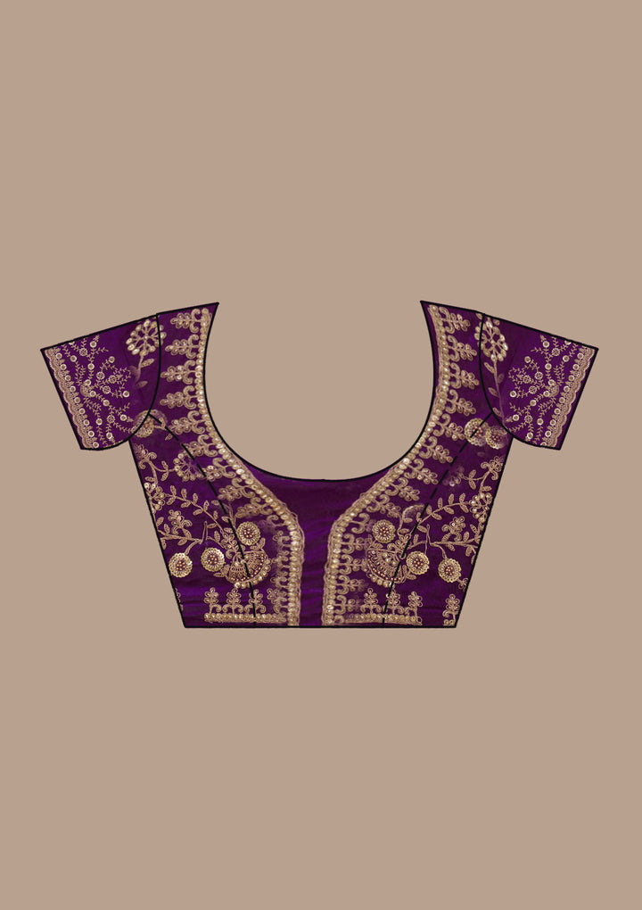 Purple Sequins Tissue Saree