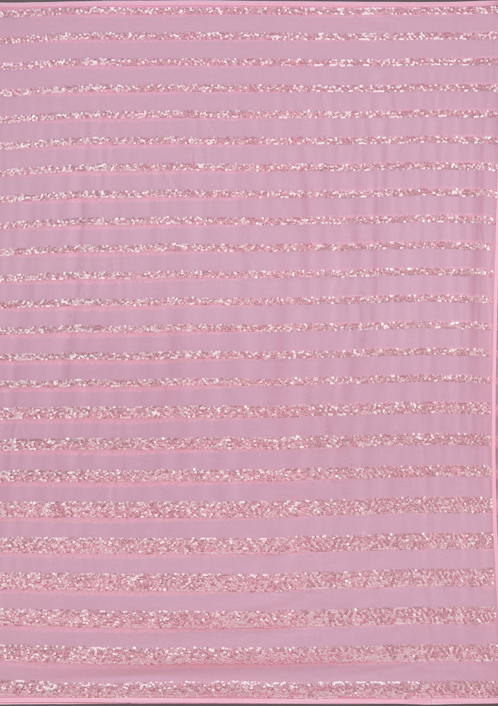Baby Pink Sequins Georgette Saree