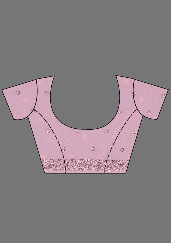 Baby Pink Sequins Georgette Saree