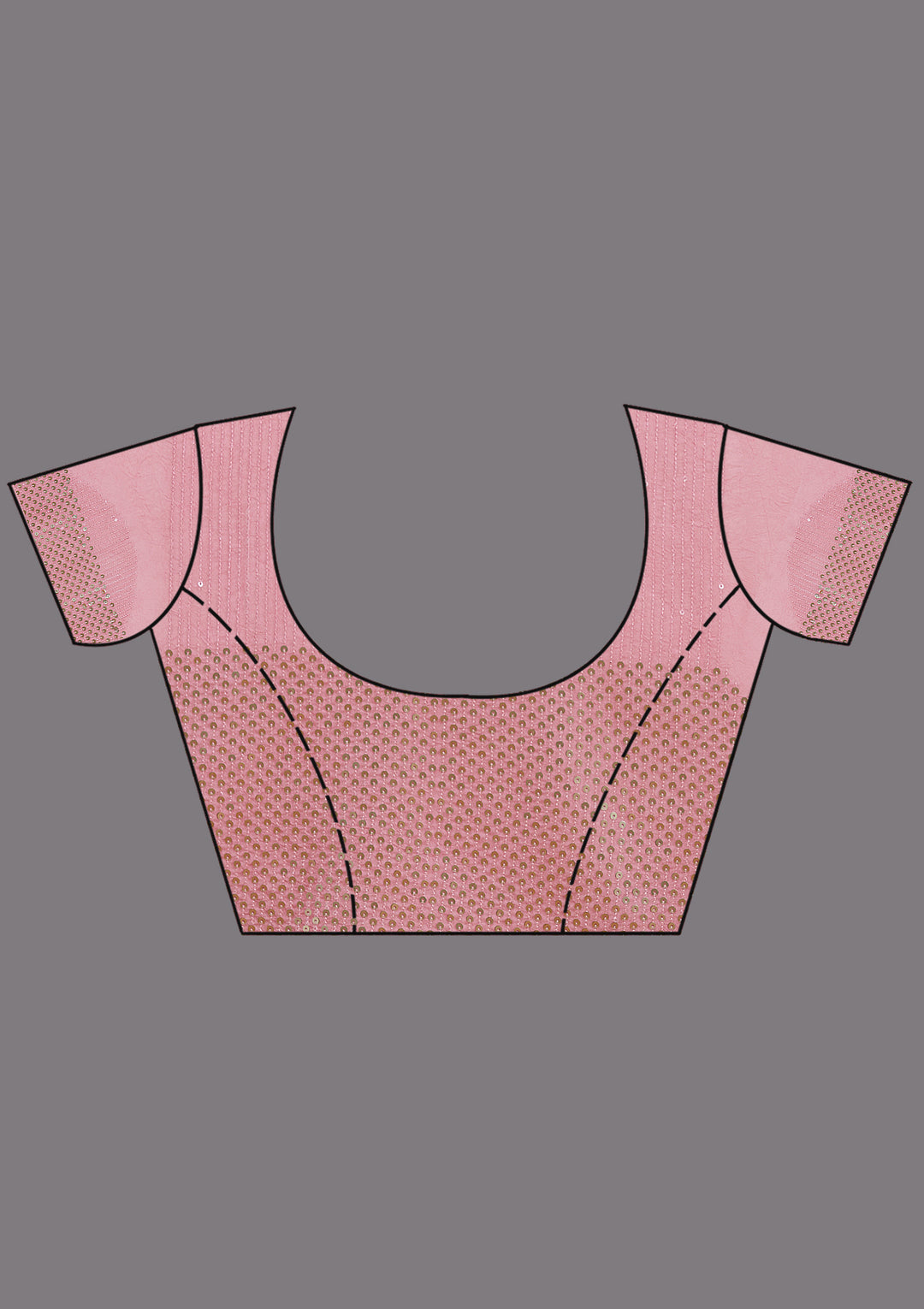 Baby Pink Sequins Semi Crepe Saree