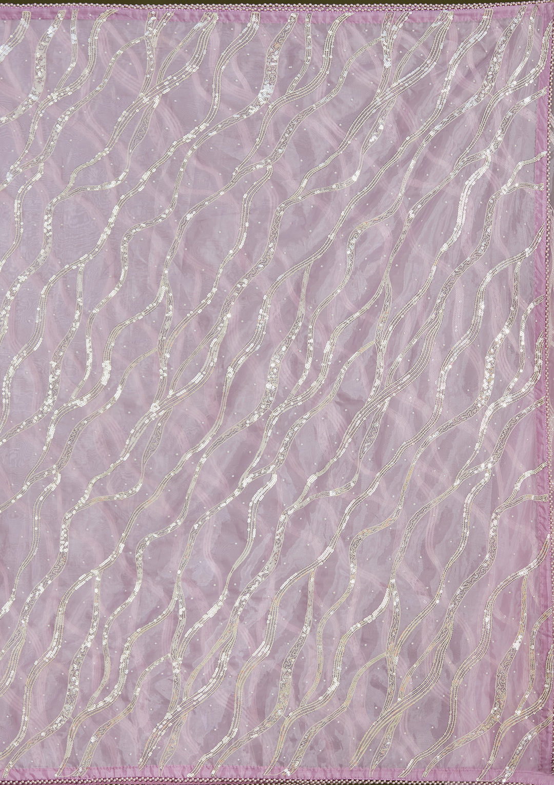 Lavender Pearlwork Organza Saree