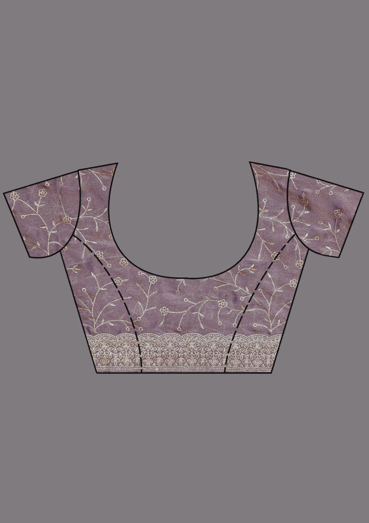 Lavender Zariwork (Silver) Tissue Saree