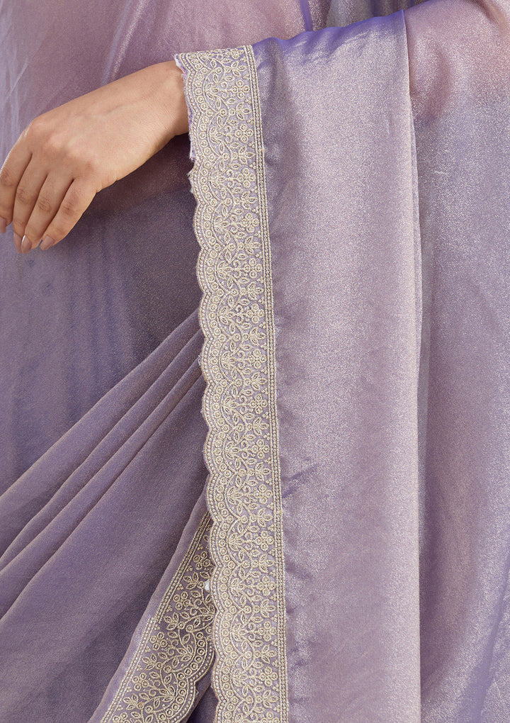 Lavender Zariwork (Silver) Tissue Saree