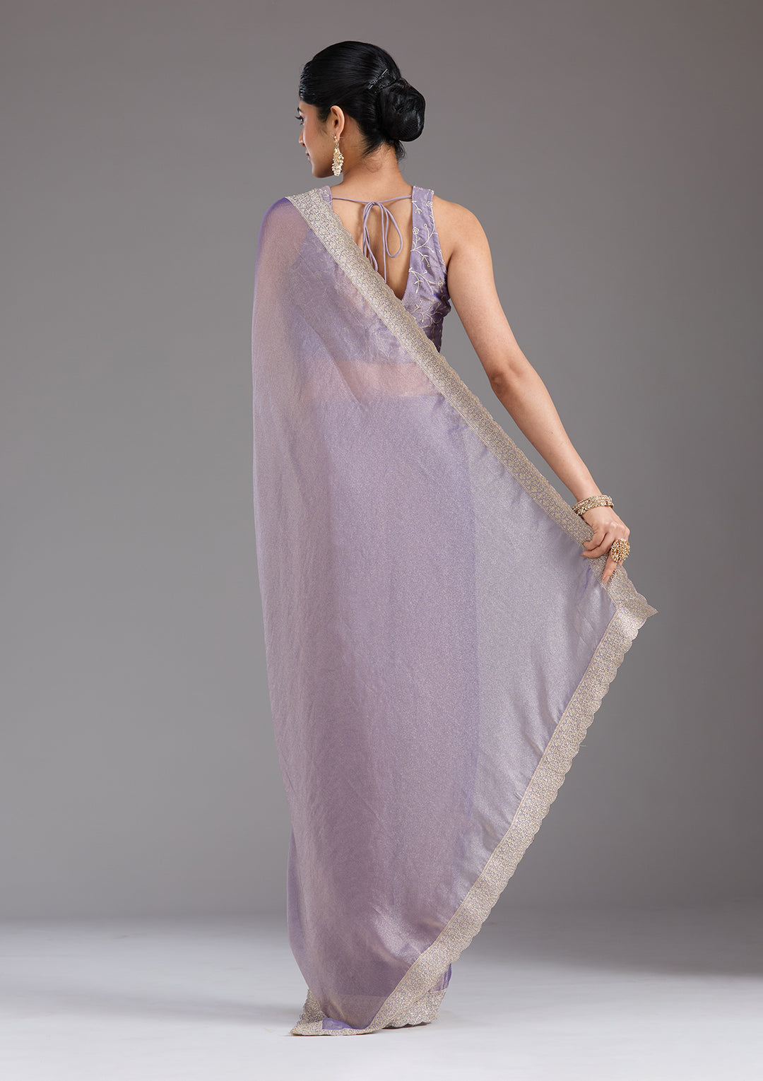 Lavender Zariwork (Silver) Tissue Saree