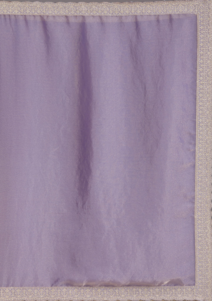 Lavender Zariwork (Silver) Tissue Saree