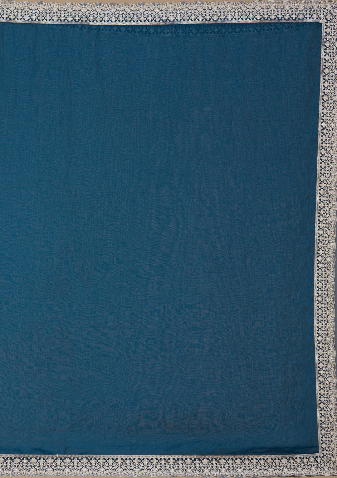 Navy Blue Zariwork (Silver) Tissue Saree