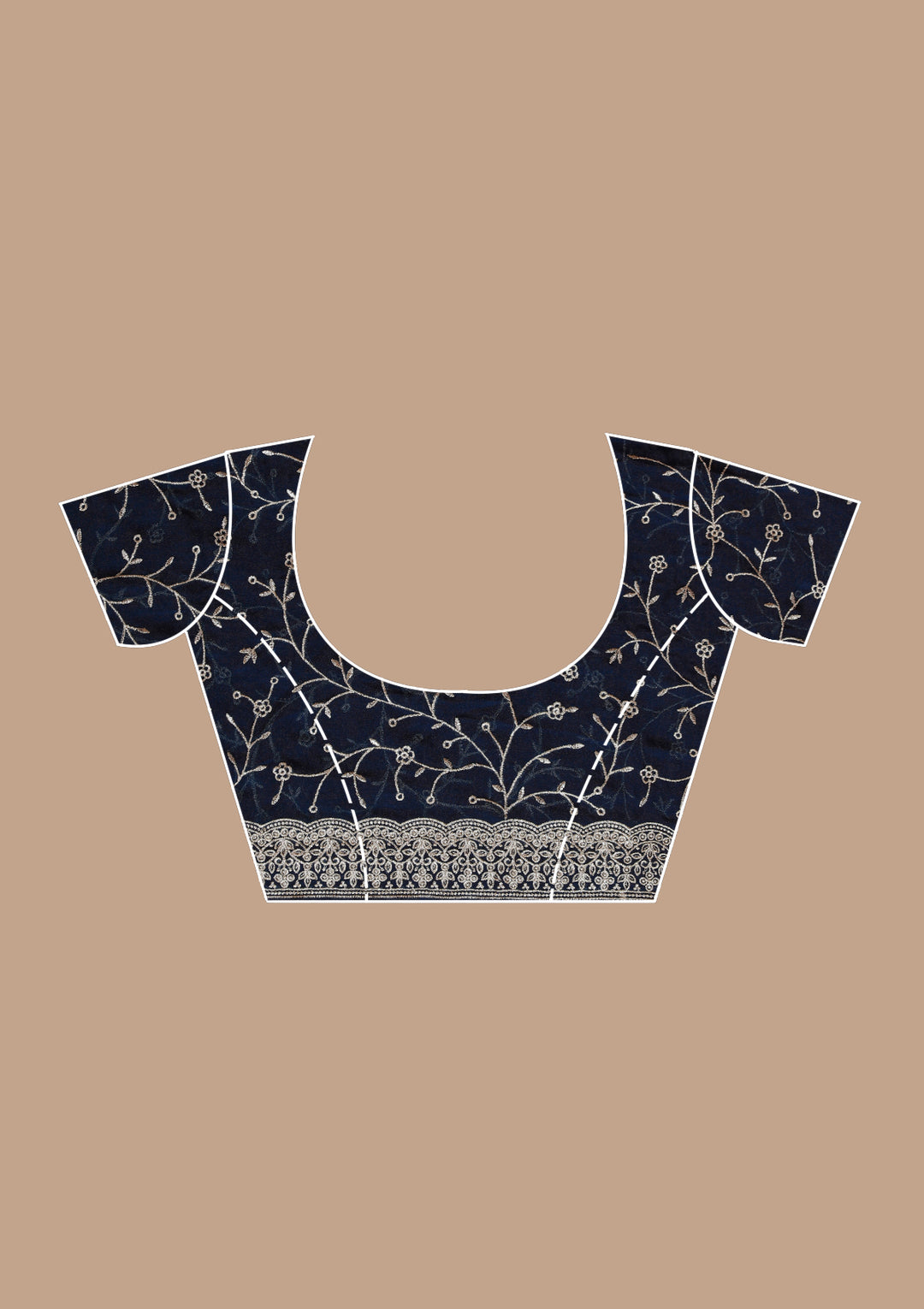 Navy Blue Zariwork (Silver) Tissue Saree
