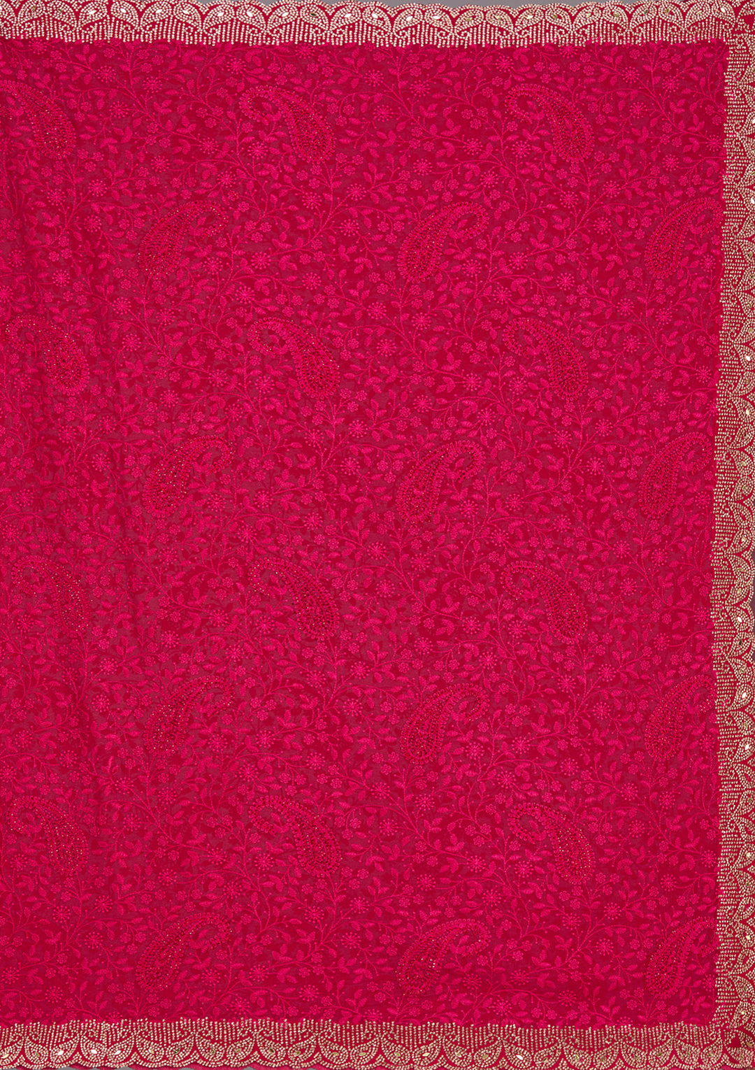 Magenta Pink Threadwork Georgette Saree