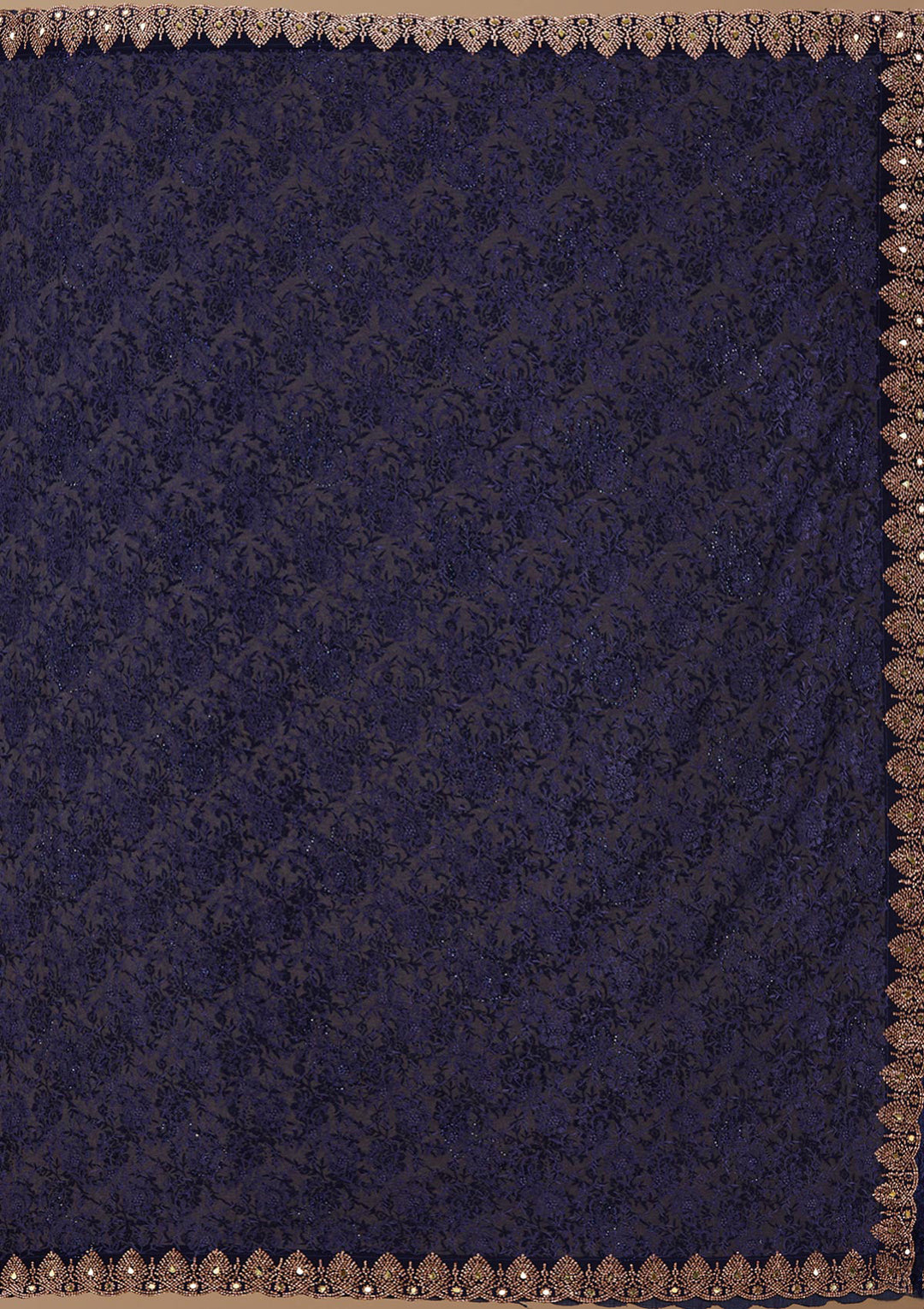 Navy Blue Threadwork Georgette Saree