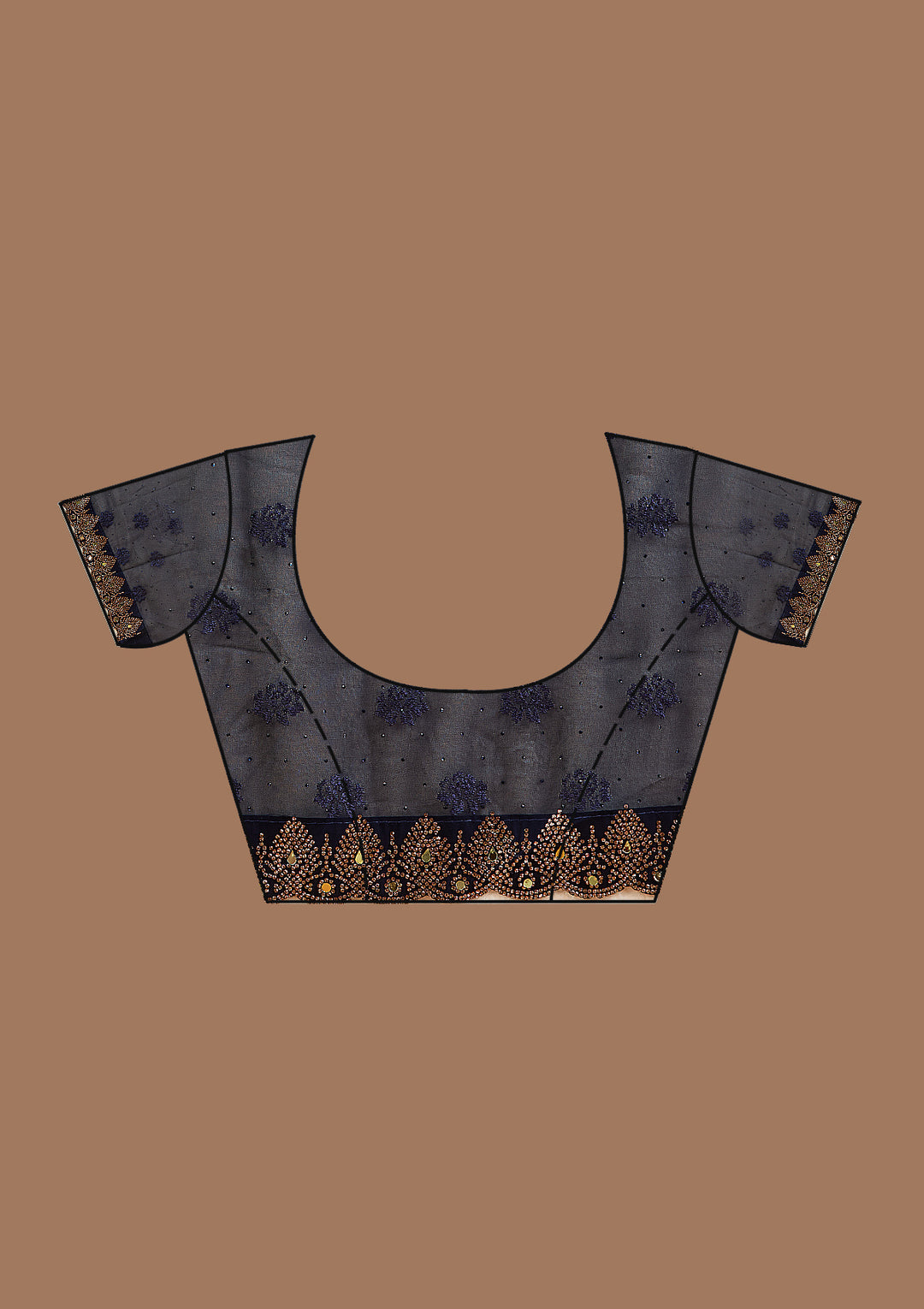 Navy Blue Threadwork Georgette Saree