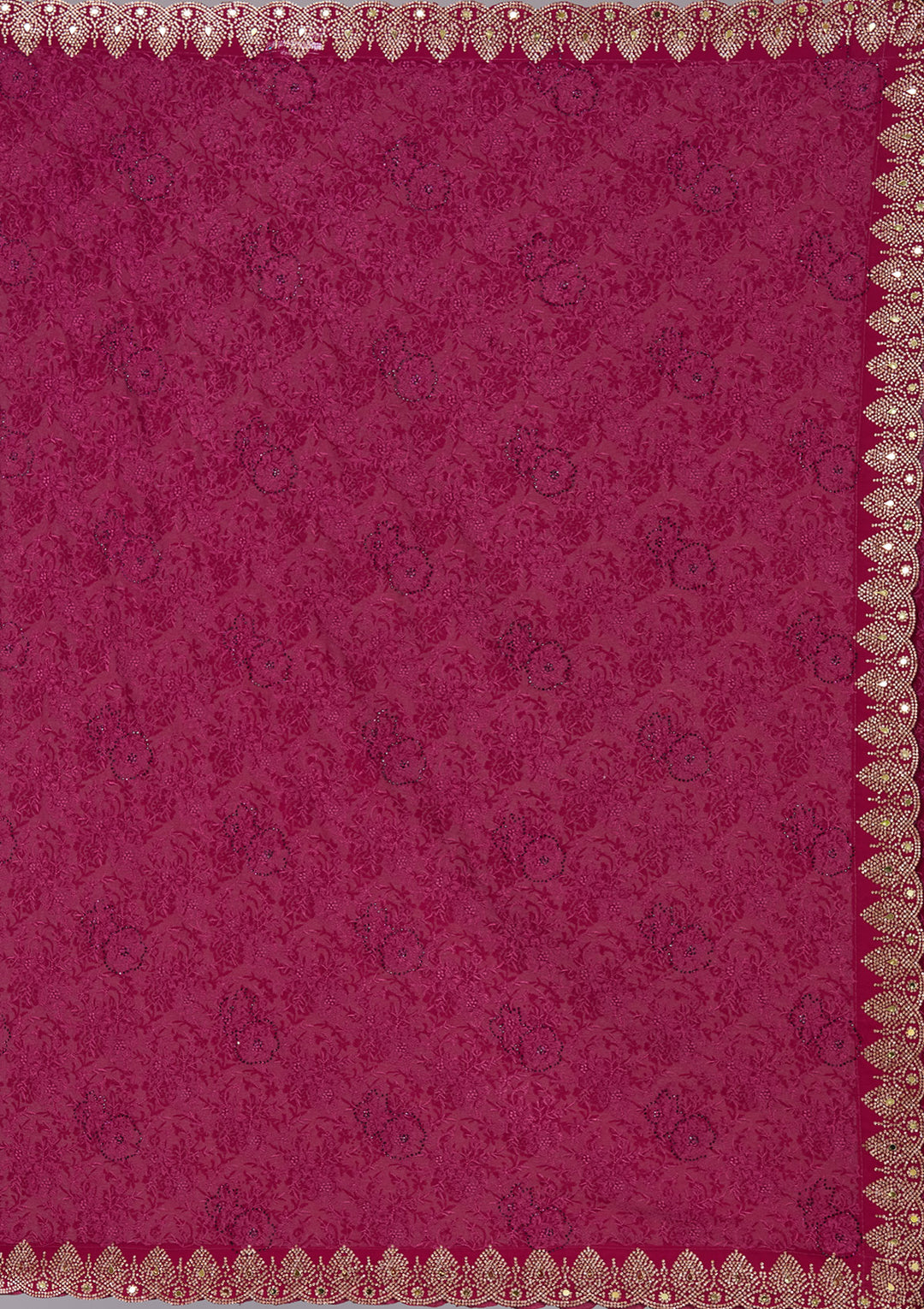 Wine Threadwork Georgette Saree