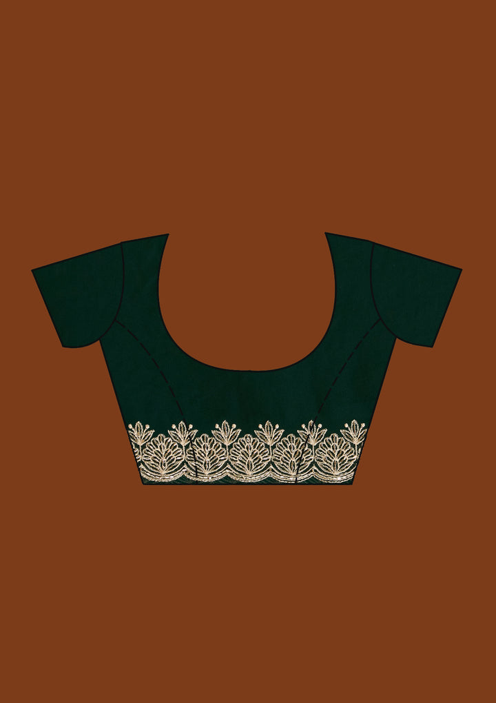 Bottle Green Zariwork (Gold) Georgette Saree