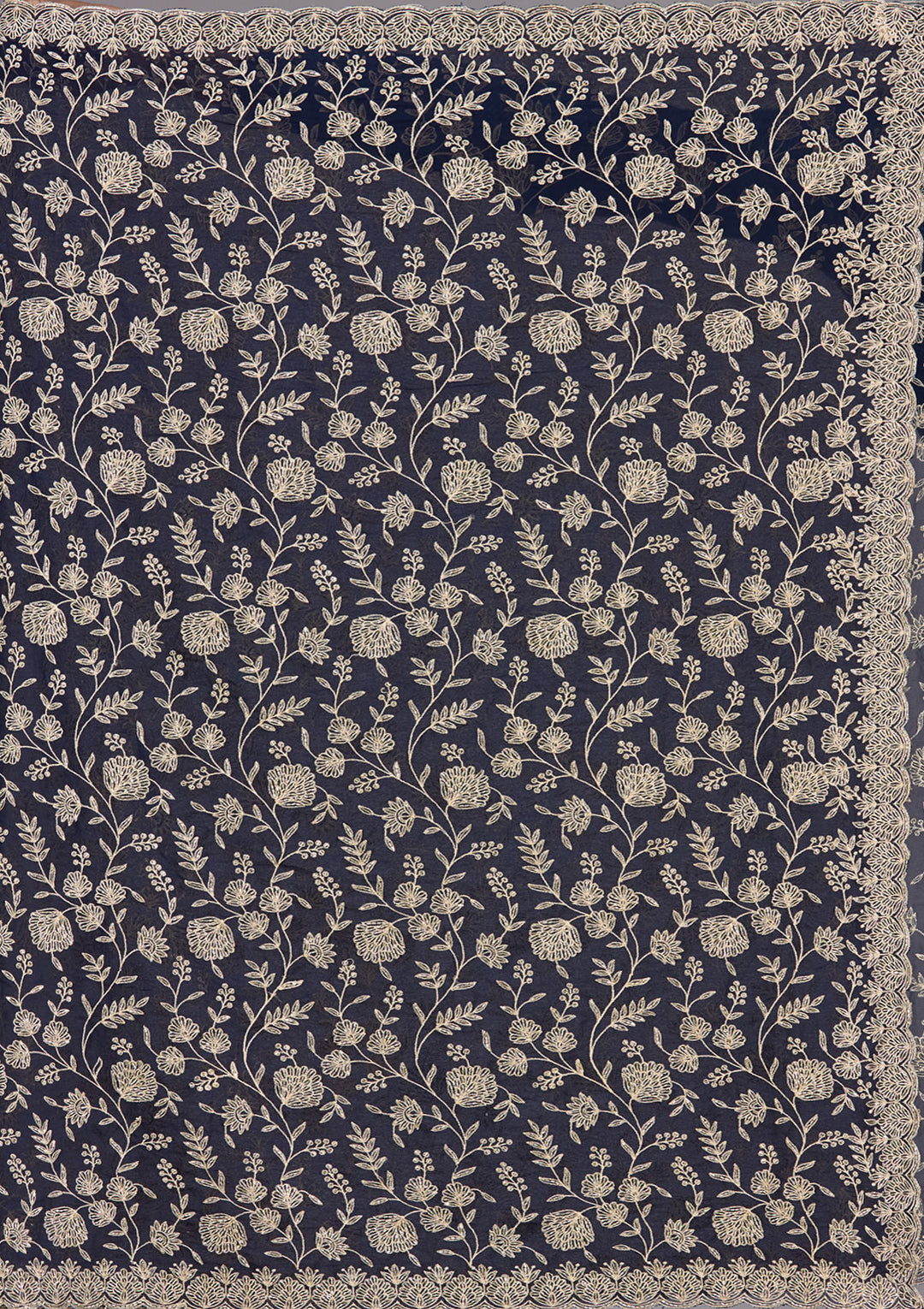 Navy Blue Zariwork (Gold) Georgette Saree