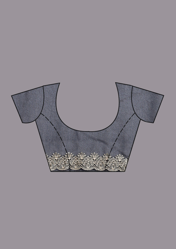 Navy Blue Zariwork (Gold) Georgette Saree