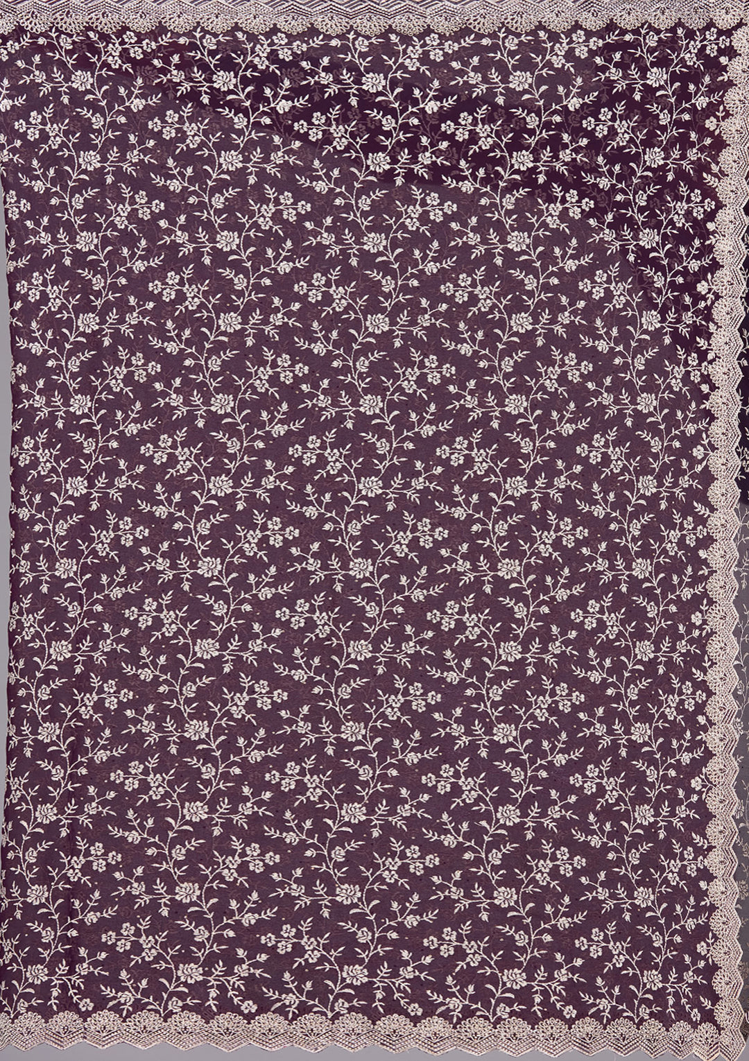 Purple Zariwork (Silver) Georgette Saree