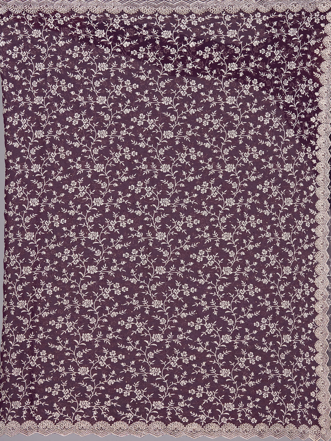 Purple Zariwork (Silver) Georgette Saree