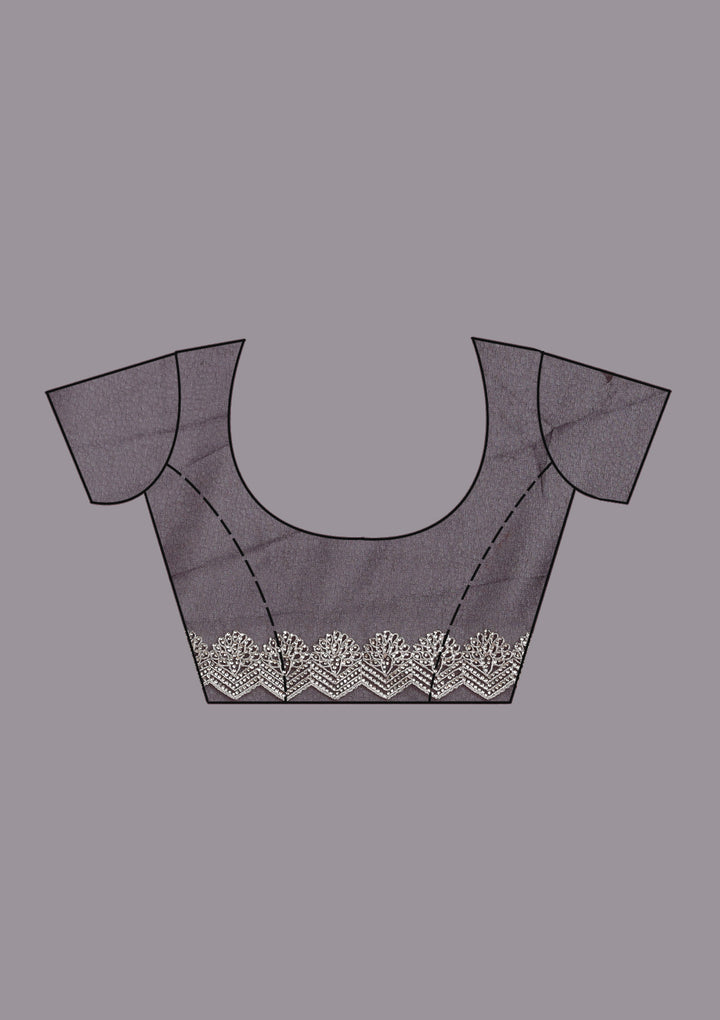 Purple Zariwork (Silver) Georgette Saree