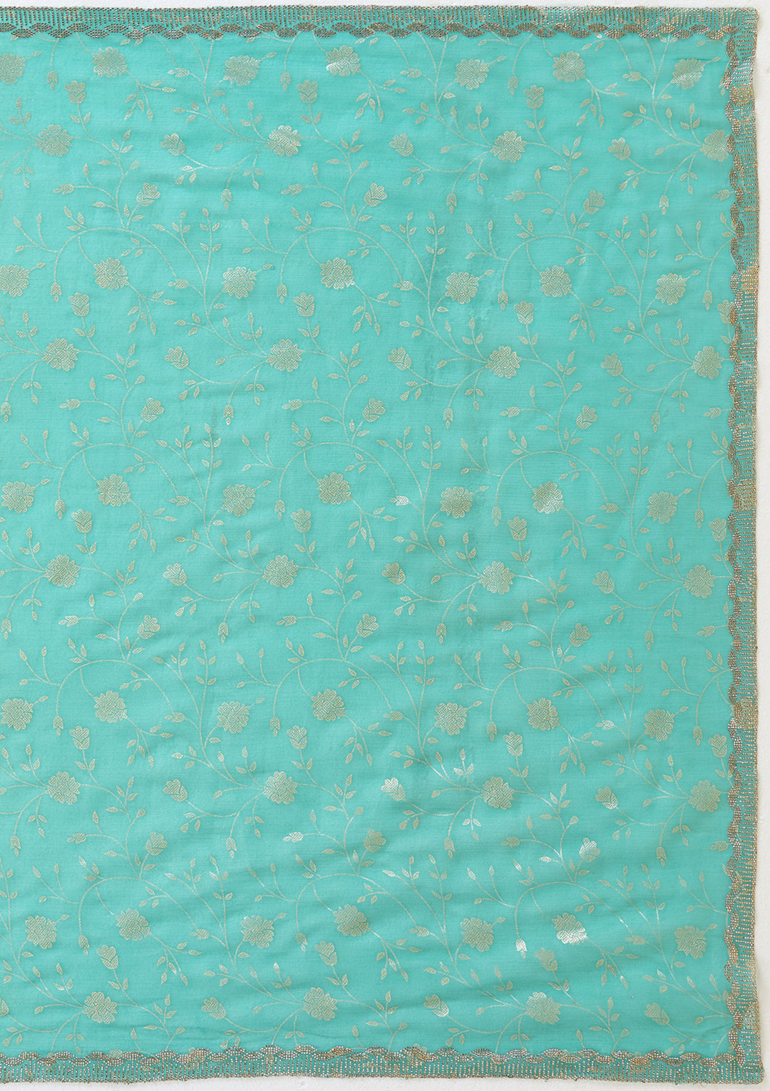 Sea Green Badla Tissue Saree