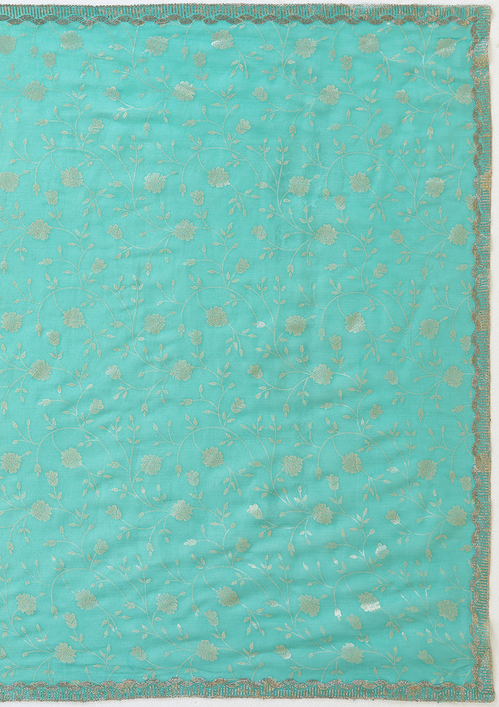 Sea Green Badla Tissue Saree